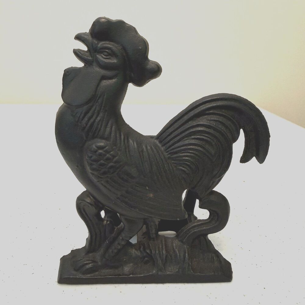 Napkin/Letter Holder Cast Iron Chicken Rooster Black
